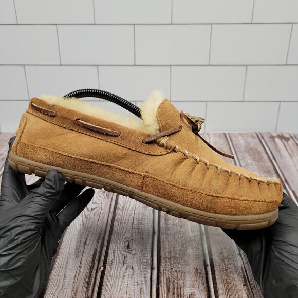 L.L.Bean Wicked Good Moccasin Slippers Chestnut Shearling Men\'s Size 11 main image 4